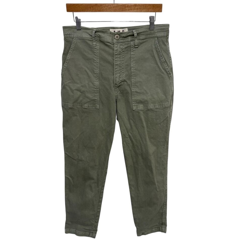 AMO Sybil Military Pant Women's 29 Ankle Tapered Patch Pockets Green